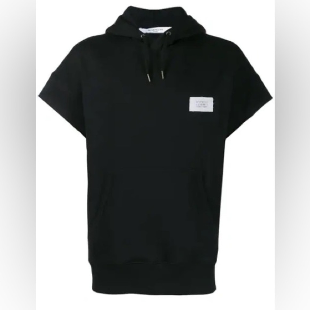 Givenchy Black Men's Drawstring Short Sleeve Hoodie